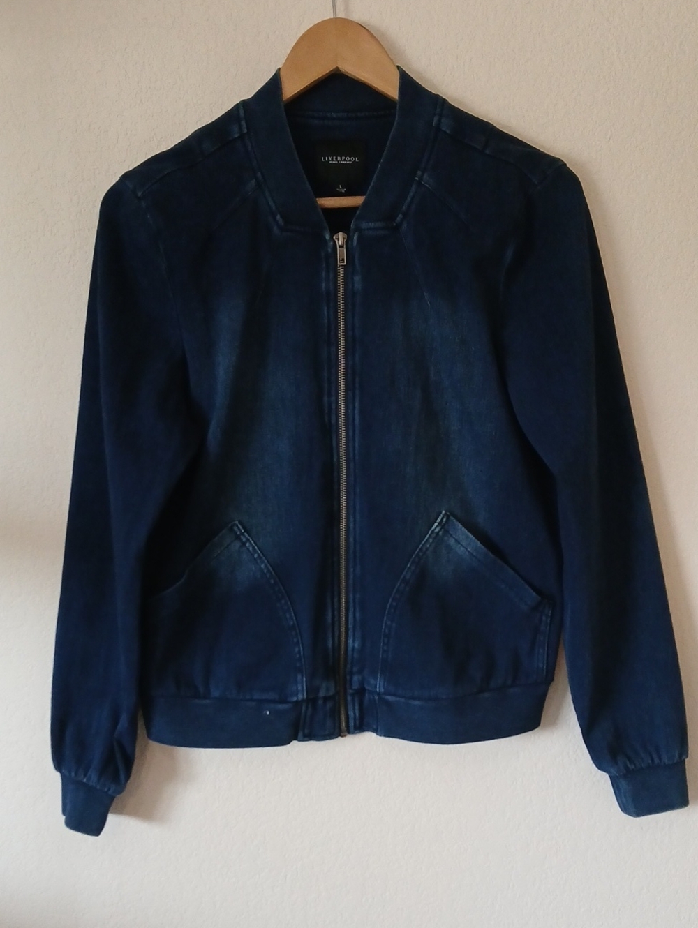 Liverpool Los Angeles Power Flex denim zip-up bomber jacket